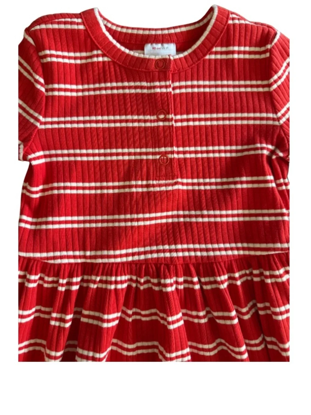 ❤️🤍 Hanna Andersson Red Stripe Rib Knit Dress 3T 🇺🇸✨